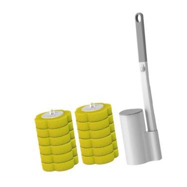 Imagem de Baoblaze Kit de Refis para Escova de Vaso Sanitário, Escova de Limpeza para Vaso Sanitário, Acessórios para Banheiro, Eficiente com Cabo Longo para Casa e, Amarelo