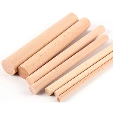 Imagem de 1 peça de varas redondas de madeira para cavilha, mastro de armário de faia liso, varões de cortina, varões de decoração para guarda-roupa corredor cortina loja de roupas (D2 cm x C 80 cm)