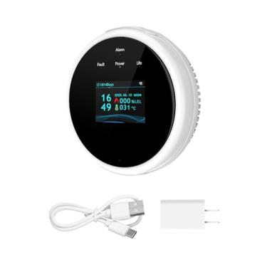 Imagem de Detector de vazamento gás WiFi APP Alarme temperatura Relógio com display Casa Cozinha Caravana Trailer RV Prompt voz Tela LCD natural Propano