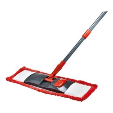 Imagem de Mop Flat Microfibra Rodo Mágico Cabo Aço ajustável Vermelho e Cinza - Powermaid