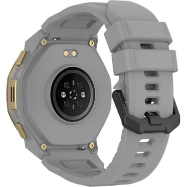 Imagem de Miimall Pulseiras esportivas masculinas compatíveis com Amazfit Trex 3 Pro, impermeável, liberação rápida, alça de silicone macio, resistente, ajustável para T-rex 3 Pro de 44 mm, cinza