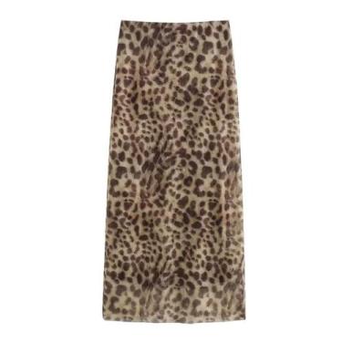 Imagem de Saia Midi de Tule com Estampa Leopardo - Cintura Alta e Malha Vintage,