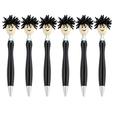 Imagem de 6 canetas esferográficas retráteis com cabeça de esfregão de 1,0 mm com cabelo de pelúcia, material escolar, material de escritório para professores