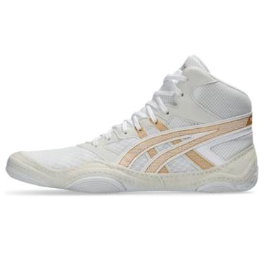 Imagem de ASICS Tênis de luta livre masculino Snapdown 4, Branco/Ouro puro, 36