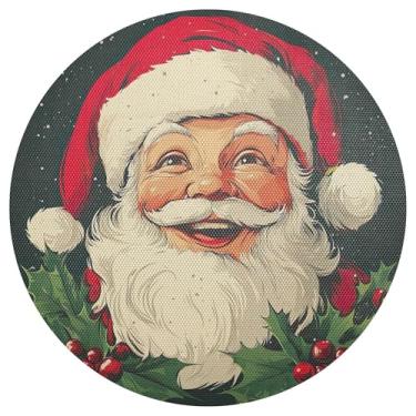 Imagem de xigua Jogo americano redondo de Natal Papai Noel, tapete de mesa redondo antiderrapante resistente ao calor, tapetes de mesa de 48 cm para decoração de cozinha, jantar e festa