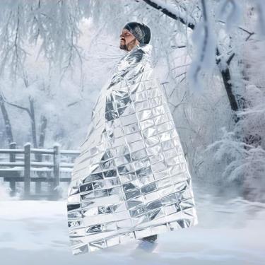 Imagem de Cobertor isolado de emergência, acampamento ao ar livre, caminhadas e kit de primeiros socorros - leve, impermeável, à prova de vento (pacote com 1)