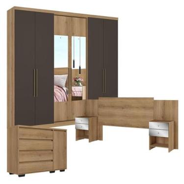 Imagem de Guarda Roupa Casal Passione Ultra Glass 6 Portas Capuccino Cacau com C