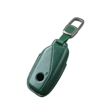 Imagem de Couro genuíno inteligente remoto caso chave do carro capa chaveiro acessórios compatível com bmw série 7 735i 740li x7 x1 u11 2023 i7 g07 lci xm(A Green)
