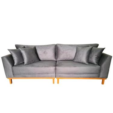 Imagem de Sofá  Pierri Bipartido Tecido Suede Pé Base Madeira  230cm - 4R Estofa