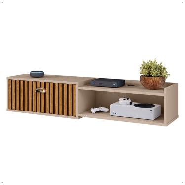 Imagem de Rack Suspenso Multifuncional Home Parede 1.20 Estante TV 42" Bancada Flutuante México 1 Porta Nicho Sala Quarto