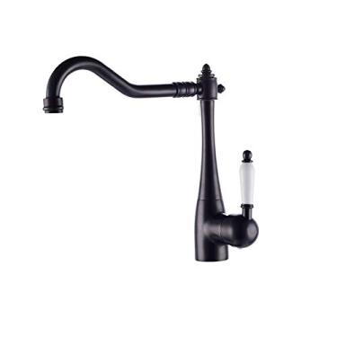 Imagem de Bar Torneira misturadora de banheiro Torneiras retrô para pias de cozinha lavatório quente e frio Torneira de furo único Torneira de cozinha (Cor: Preto Tamanho