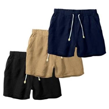 Imagem de Kit 3 Shorts Linho Masculina Com Cordão Bermuda Casual Verão-Masculino