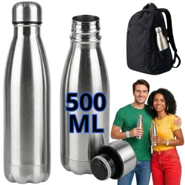 Imagem de Garrafa Térmica Inox 500ml Parede Dupla Isolamento a Vácuo para Café e Água, Viagem, Trabalho e Academia