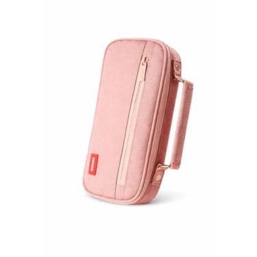 Imagem de Estojo Escolar Grande Organizador com 2 Divisórias, Zíper Duplo, Bolsos Internos, Alça Portátil e Compartimentos com Elástico – Estojo para Lápis e Canetas Masculino/Feminino (Rosa)