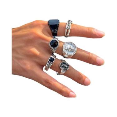 Imagem de Conjunto De Anéis De Caveira Em Prata Antiga Unissex, Joias Vintage Pu