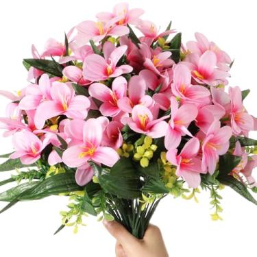 Imagem de FineCheer 10 pacotes de 7 cabeças de lírios artificiais de flores para centros de mesa de festa, lírios falsos, plantas de flores a granel para buquê de casamento, vasos de mesa internos em casa