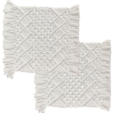 Imagem de Jogo americano feito à mão de crochê de algodão com borlas