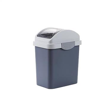 Imagem de Caixote do lixo com tampa giratória de 12 l para banheiro, casa, sala de estar, quarto, com tampa, tampa dobrável retangular, grande capacidade, lixeira, cozinha (cinza)