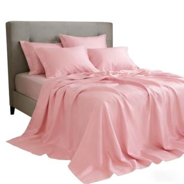 Imagem de Jogo de Cama Cetim Charmousse Sedoso - 4 Peças para Casal, Queen e King Size, Anti-Frizz para Descanso Confortável (ROSÉ,KING)