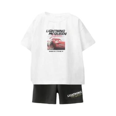 Imagem de Conjunto De Roupa Para Meninos Com Estampa De Carro, Camiseta De Gola 
