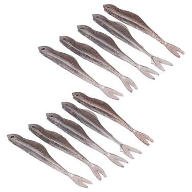 Imagem de Isca de pesca de silicone macio, 2 conjuntos de isca artificial portátil de simulação artificial de cor dupla para entusiastas da pesca ao ar livre, 12cm, 4,7 polegadas, 10 peças (7#)