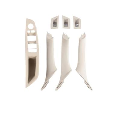 Imagem de Interior do carro maçaneta da porta interior painel puxar guarnição capa Compatível com bmw série 5 f10 f11 520i 523i 525i 528i 535i 7 peças conjunto(LHD-oyster 7pcs)