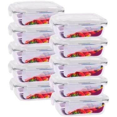 Imagem de Pote Hermético 370/525/640 ML Vidro Retangular C/Válvula Ar Marmita Fit(370 ML,10)