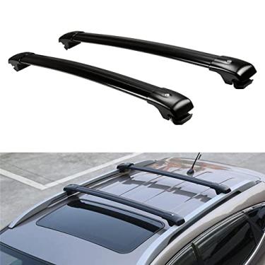 Imagem de YiXi-Partswell 2 peças de rack de teto travável barras transversais bagageiro alumínio adequado para Land Cruiser LC200 FJ200 2008-2020- preto