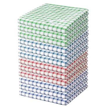 Imagem de Nialnant Pacote com 12 panos de prato de cozinha, toalhas de cozinha 100% algodão, panos de prato macios absorventes de secagem rápida para cozinha, pratos de lavagem, panos de limpeza - 28 x 28 cm