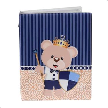 Imagem de Álbum fotográfico para 120 fotos 20x25 URSO ESCUDO ursinho bebê azul