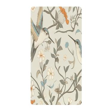 Imagem de Blueangle Lençol de berço padrão para berço infantil - Lençóis de algodão macio e respirável com beija-flores e plantas (639)