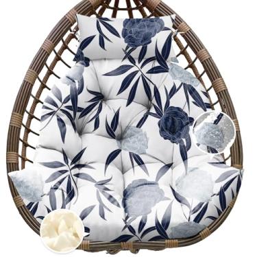 Imagem de Tycdiose Almofada de substituição para cadeira de ovo para pendurar ao ar livre, almofadas extra grandes à prova d'água para balanço de ovo com almofada de apoio de cabeça e laços, almofada espessa em