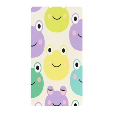 Imagem de Blueangle Lençol de berço padrão para berço infantil - Lençol de algodão macio e respirável com desenho fofo de sapo (87)