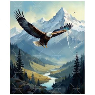 Imagem de Kit de pintura Eagle Flight por números para adultos - Pintura de montanha DIY em tela, conjunto de tinta acrílica, adequado para iniciantes, ideal para decoração de casa ou presentes (moldura de 30 x