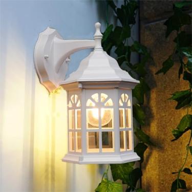 Imagem de Luminária de parede para varanda em estilo campestre europeu, à prova d'água, ideal para áreas externas, perfeita para corredores de bares, com soquete E27 (BD-10-Branco)