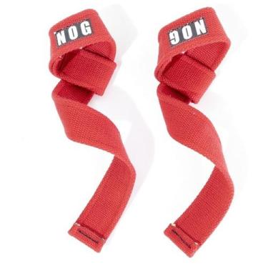 Imagem de Par de luva fita strap para musculação e levantamento NOGUE, Vermelho