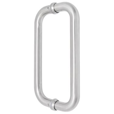 Imagem de YuGtcen Maçaneta de porta de chuveiro de 20 cm, puxador de porta de vidro de chuveiro dupla face de aço inoxidável 304 para banheiros de hotel e casa de banho (níquel escovado)