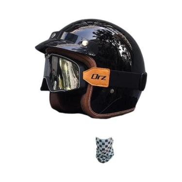 Imagem de Capacete De Motocicleta Vintage Certificado DOT 3/4 Jet Mask ORZ-058C,
