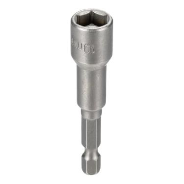 Imagem de HARFINGTON Broca de chave de porca soquete métrico de 10 mm haste sextavada de 1/10.2 cm (65 mm), soquetes magnéticos de 6 pontos de troca rápida, conjuntos de parafusos de aço Cr-V para furadeiras