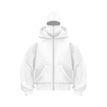 Imagem de Moletom Masculino De Inverno Quente Com Capuz Balaclava E Zíper, Másca