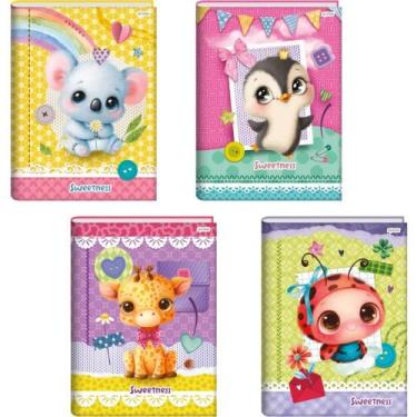 Imagem de Caderno Brochurão Capa Dura Sweetness 80 Folhas Pacote com 5 - Jandaia