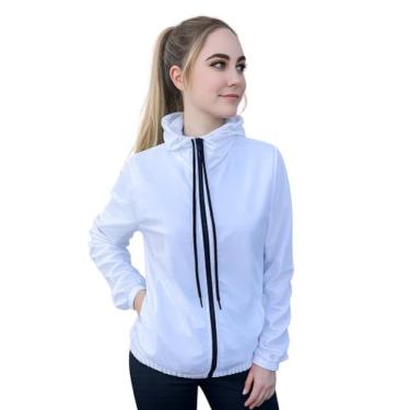 Imagem de Jaqueta Impermeável Feminina Capuz Forrado, 4 Bolsos, Ajuste e Elástic