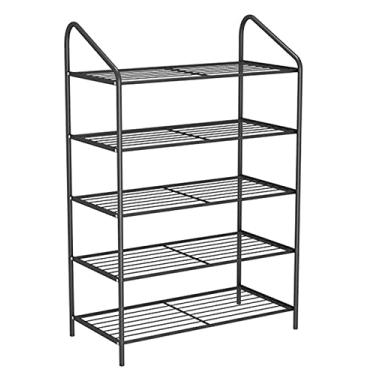 Imagem de Prateleira para sapatos, organizador de sapato, 5 níveis, sapateira de ferro, suporte de sapato de grande capacidade ou organizador de armazenamento em pé para sala de estar, vestiário e corredor