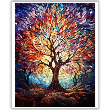 Imagem de HITO Kit de pintura de árvore da vida por números para adultos - Pintura de árvore da vida por número para adultos para decoração de parede de casa 40 x 50 cm