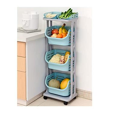 Imagem de carrinho de armazenamento de cozinha carrinho de cozinha prateleira de cozinha prateleira de armazenamento de carrinho de banheiro multicamadas cozinha cesta de vegetais carrinho móvel prateleira de