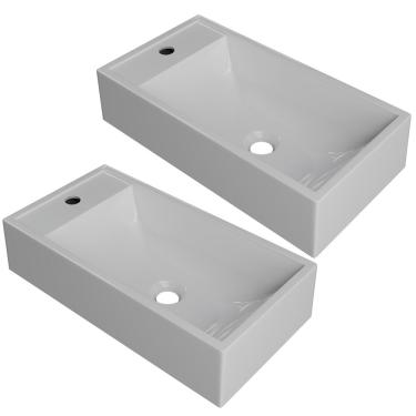Imagem de Kit 02 Cubas de Apoio Retangular Para Banheiro Lavabo Roma C01 RL545W Branco - Lyam