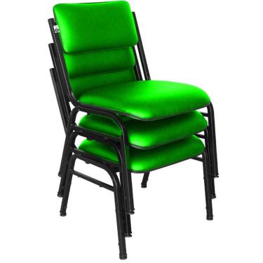 Imagem de Kit com 3 Cadeiras para Auditórios Linha Hotel Smart Verde