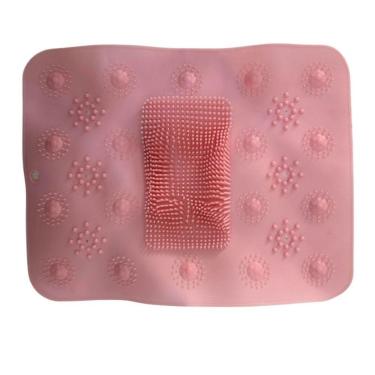 Imagem de Tapete Silicone Redondo Antiderrapante Massageador Limpeza Pés Banho De Box Cor:rosa Quadrado