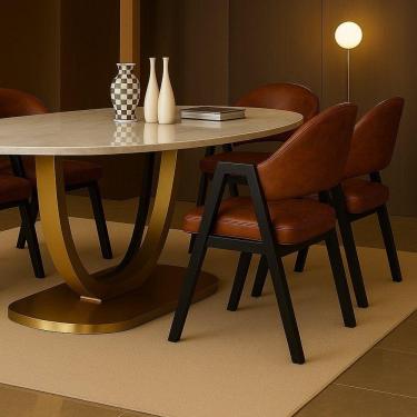 Imagem de Cadeira De Jantar Antonella Corino Estilo Poltrona Com Pés Preto - 7 Decor Wisky