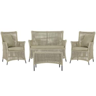 Imagem de Jogo Sofá E 2 Poltronas E Mesa Igapó Preta E7 Trama Original Rami